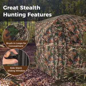 82 Inch Tall Hunting Blind 270° One Way See Through Ground Tent for 3-4 People view 8