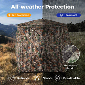 82 Inch Tall Hunting Blind 270° One Way See Through Ground Tent for 3-4 People view 9