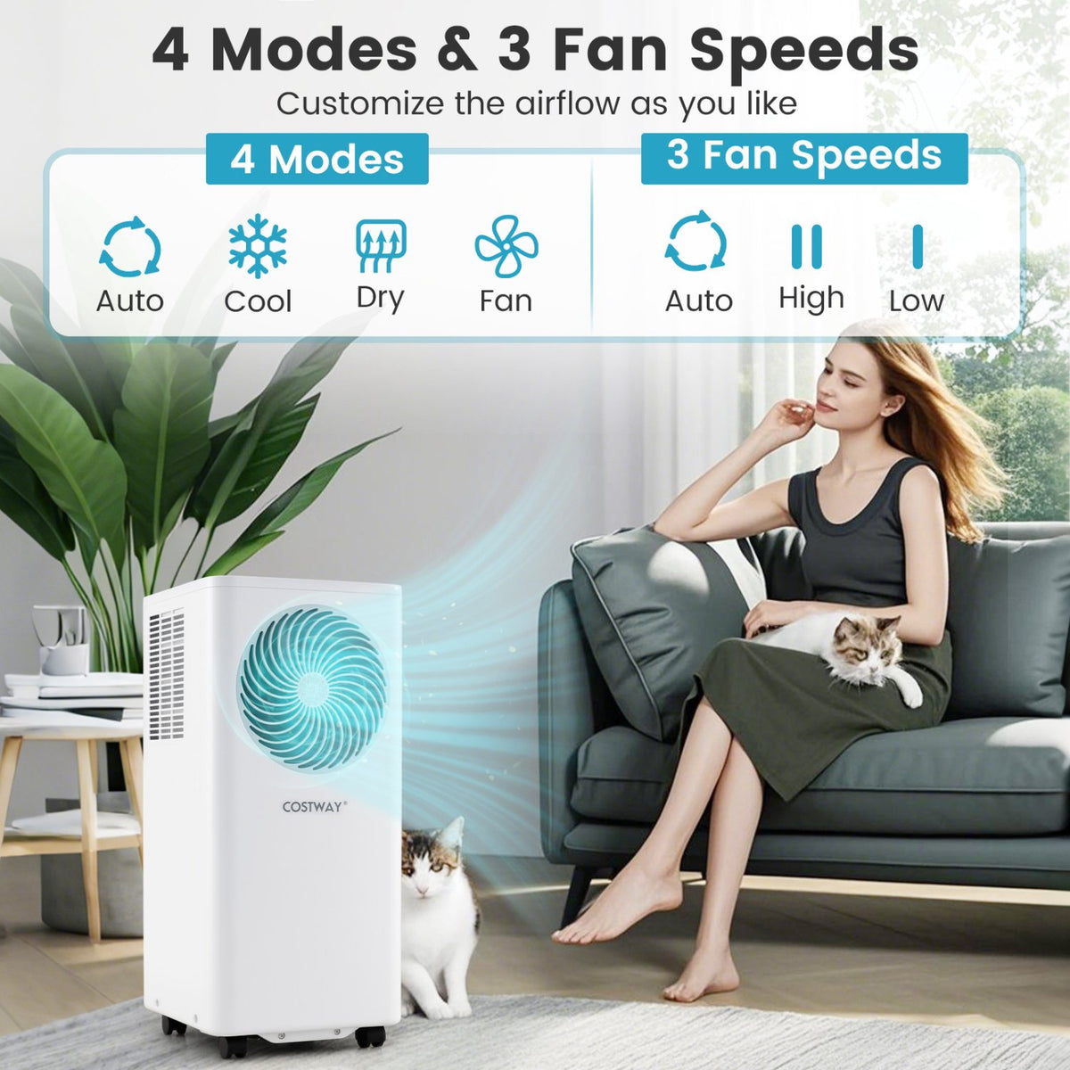 8200/10000 BTU Portable Air Conditioner 3-in-1 Stand up AC Unit with Dehumidifier-10000 BTU view 2