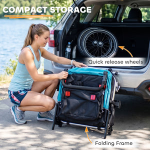 Qaba 3-in-1 Bike Trailer for Kids, Baby Stroller and Jogger, Foldable Child Bicycle Trailer with Reclining Seat, Blue