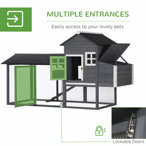 82" Chicken Coop Wooden Hen House Rabbit Hutch Poultry Cage Pen Outdoor Backyard with Nesting Box and Run – view 5