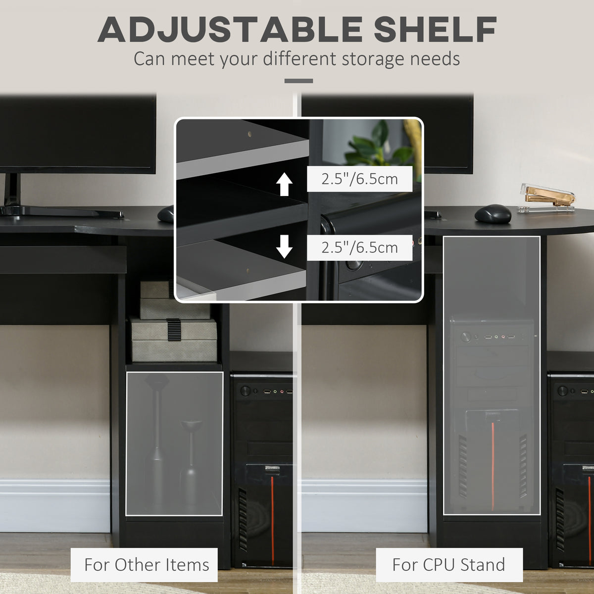 Computer Desk with Storage, Home Office Laptop Table with Shelves and Drawers – view 5
