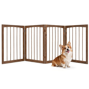 83 inch L x 30 inch H Dog Gate 4-Panel Wooden Pet Fence for Indoor-Brown