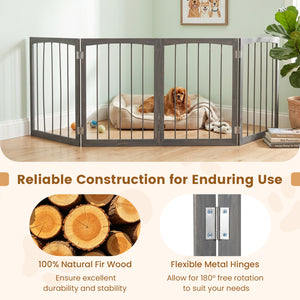 83 inch L x 30 inch H Dog Gate 4-Panel Wooden Pet Fence for Indoor-Gray view 7