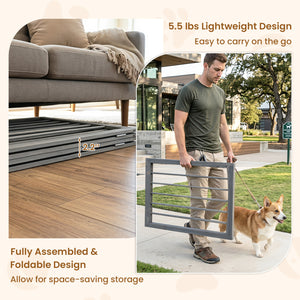 83 inch L x 30 inch H Dog Gate 4-Panel Wooden Pet Fence for Indoor-Gray view 8