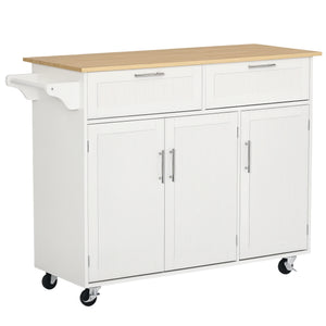 Modern Kitchen Island, Utility Kitchen Serving Cart with 2 Storage Drawers & Cabinets for Dining Room, Black – view 3