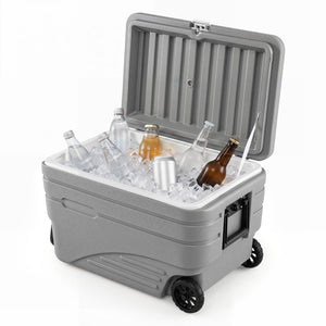84 Quart Portable Wheeled Ice Cooler with Foldable Pull-Gray view 4