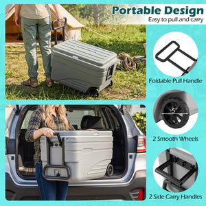 84 Quart Portable Wheeled Ice Cooler with Foldable Pull-Gray view 9