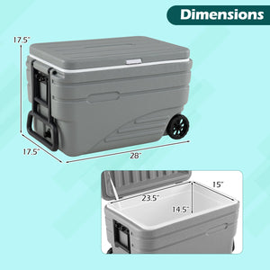 84 Quart Portable Wheeled Ice Cooler with Foldable Pull-Gray view 5