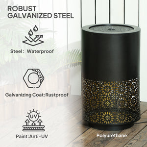 21" Tall Garden Waterfall Fountain with LED Lights, Outdoor Water Fountain Water Feature with Adjustable Flow, Black