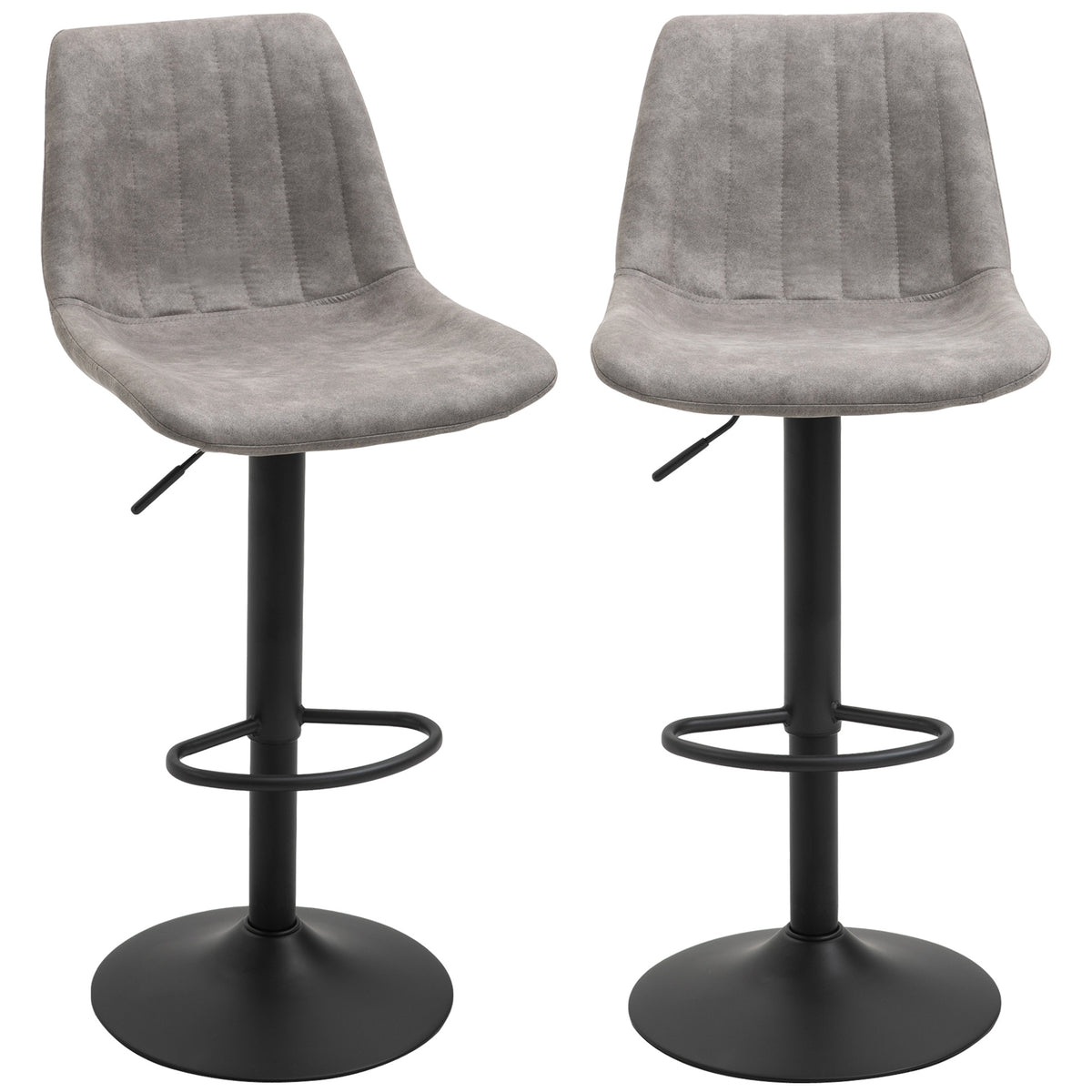 Adjustable Bar Stools Set of 2, Leathaire Swivel Barstools with Back and Footrest – view 3