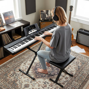 88-Key Electric Piano Keyboard with Adjustable Stand and, Portable Bag-Black view 2