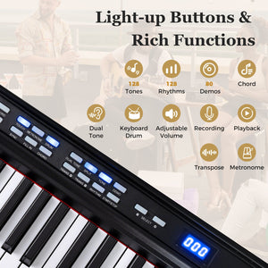 88-Key Electric Piano Keyboard with Adjustable Stand and, Portable Bag-Black view 4