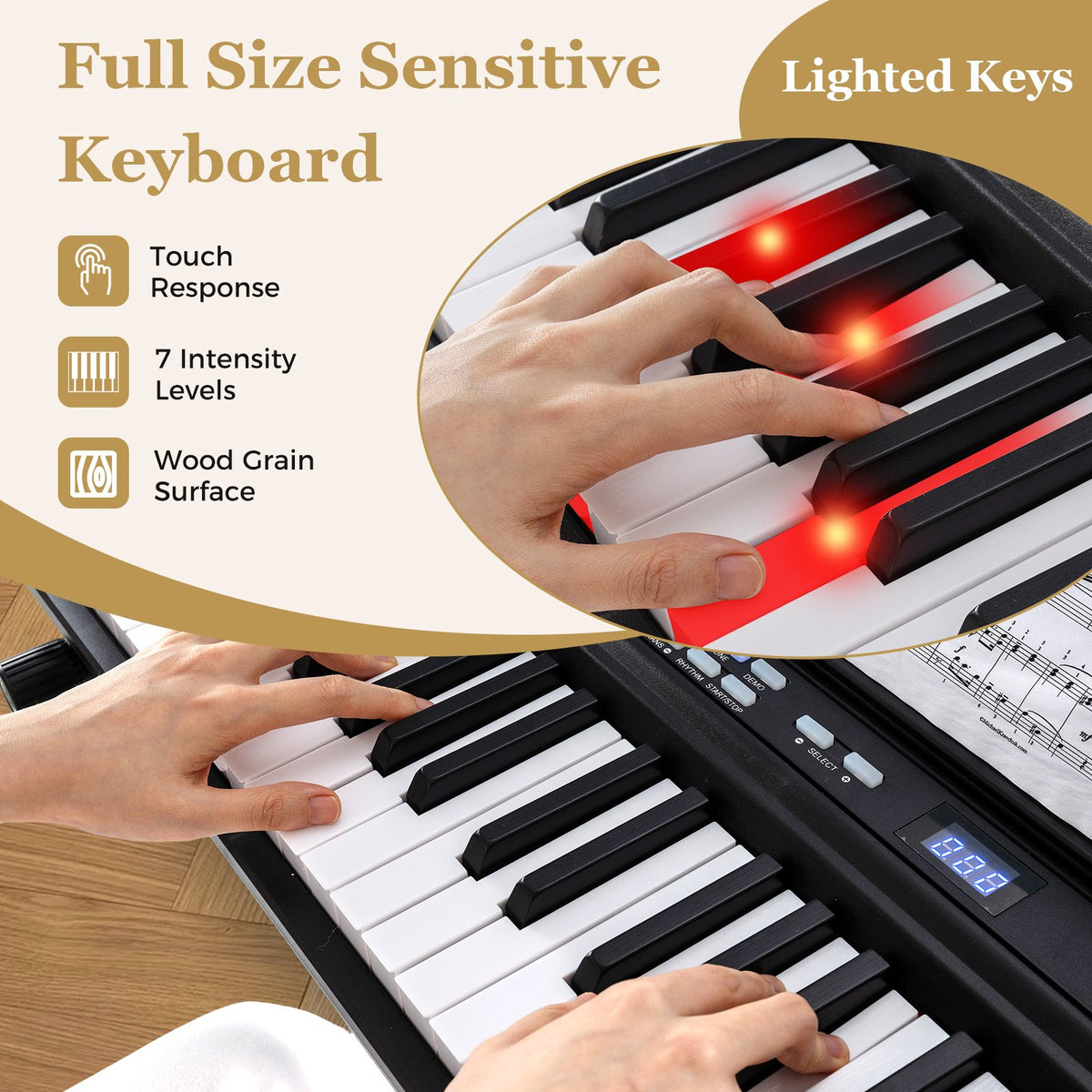 88-Key Electric Piano Keyboard with Adjustable Stand and, Portable Bag-Black view 5