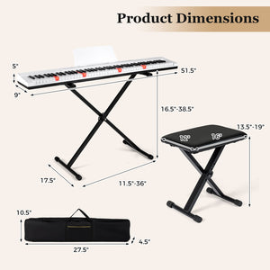 88-Key Electric Piano Keyboard with Adjustable Stand and, Portable Bag-White view 4
