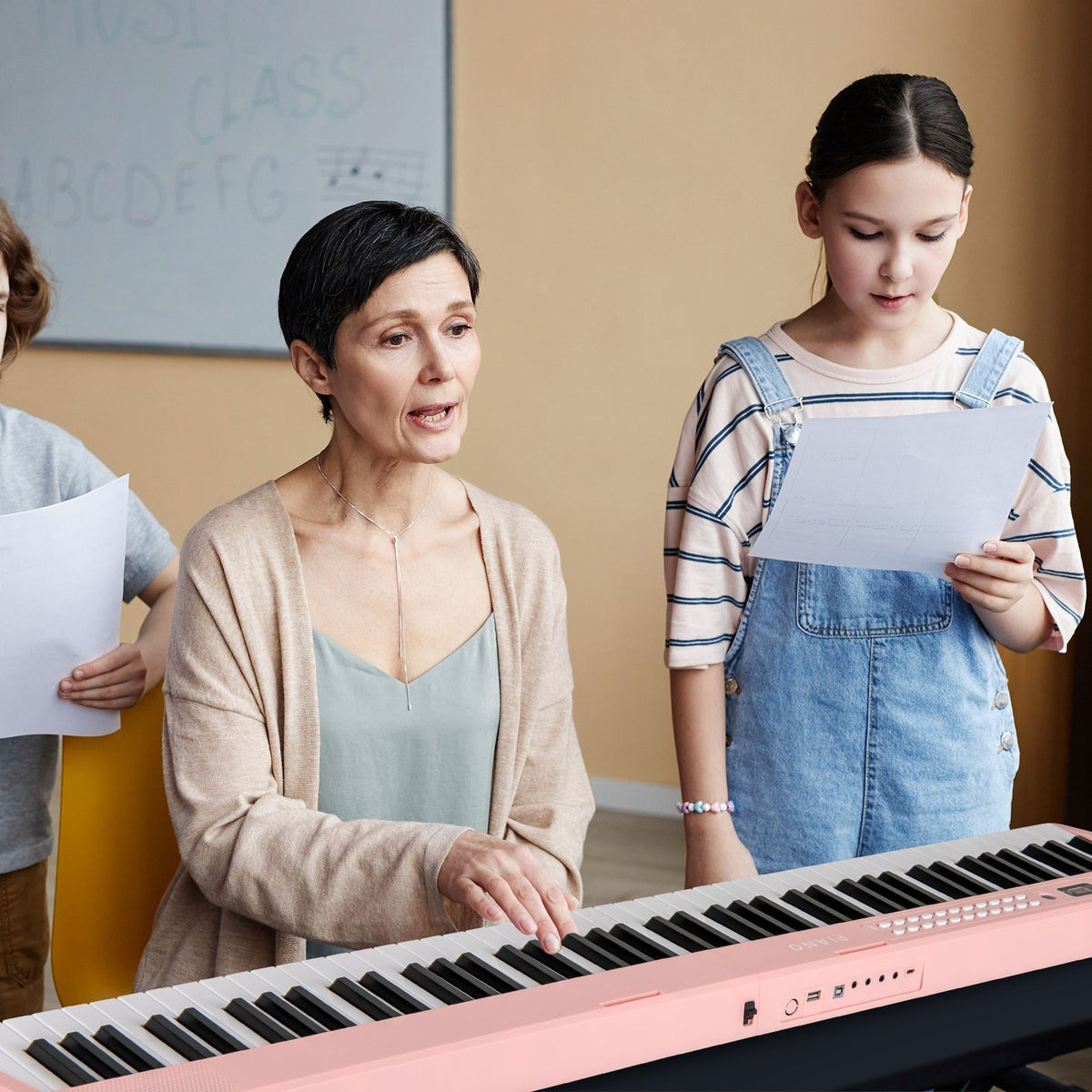 88 Key Foldable Electric Keyboard Piano with Wireless MIDI and Dual Speakers-Pink view 3