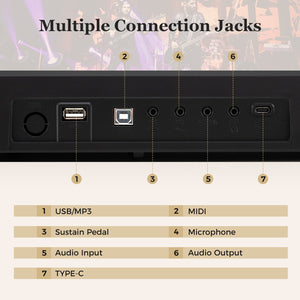 88 Key Foldable Piano Keyboard Portable Semi Weighted Electric Piano-Black view 4
