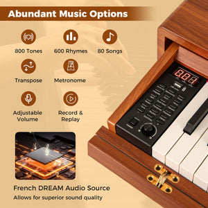 88-Key Graded Hammer Action Weighted Keyboard with Push-pull Drawer-Brown view 5