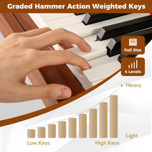 88-Key Graded Hammer Action Weighted Keyboard with Push-pull Drawer-Brown view 6