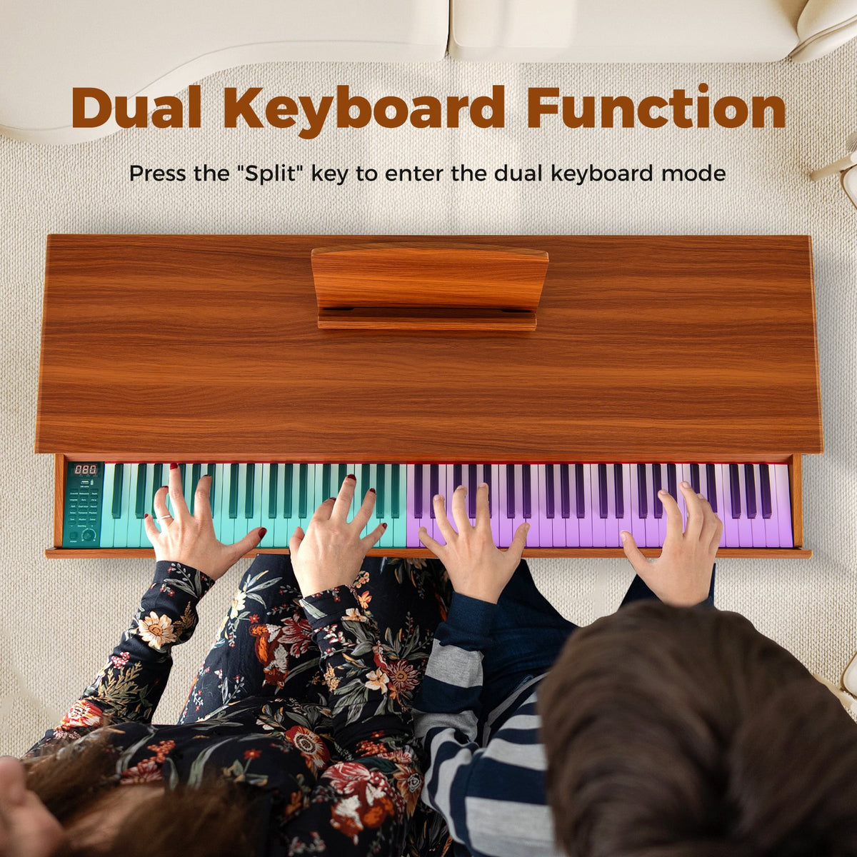 88-Key Graded Hammer Action Weighted Keyboard with Push-pull Drawer-Brown view 7