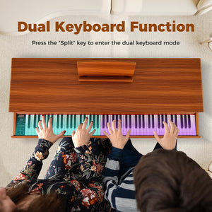 88-Key Graded Hammer Action Weighted Keyboard with Push-pull Drawer-Brown view 7