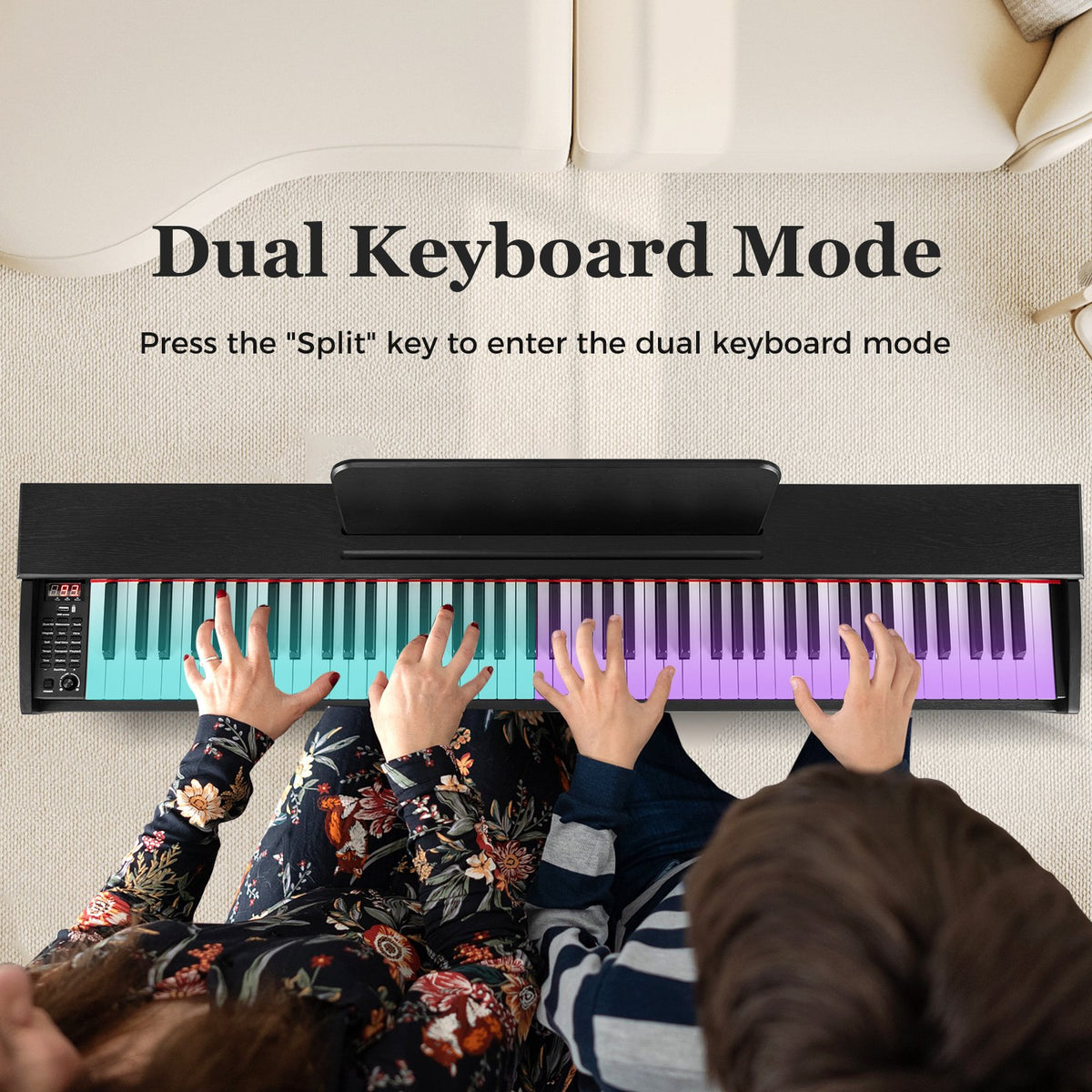 88-Key Hammer Action Weighted Keyboard with Furniture Stand-Black view 7