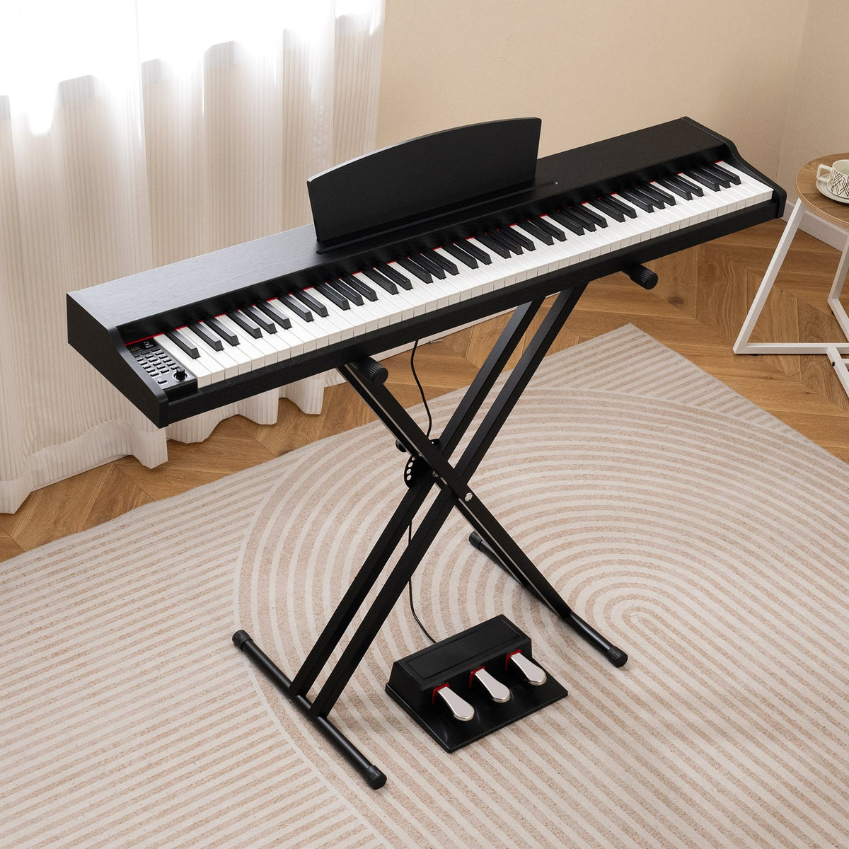 88-Key Keyboard Piano Set with Adjustable Stand-Black view 2
