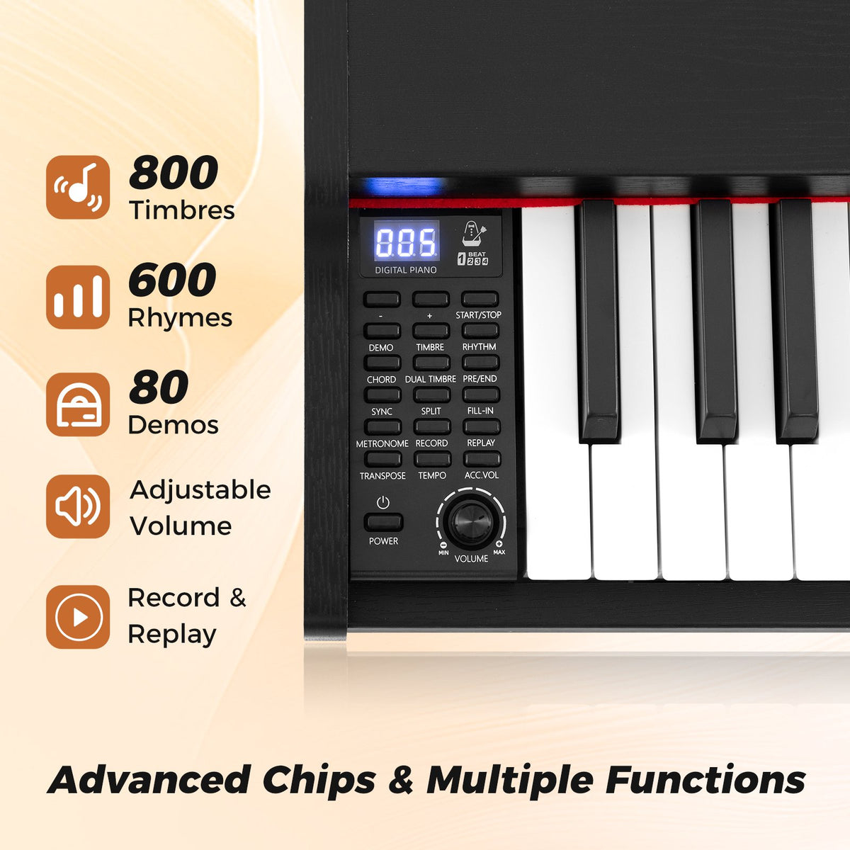 88-Key Keyboard Piano Set with Adjustable Stand-Black view 5