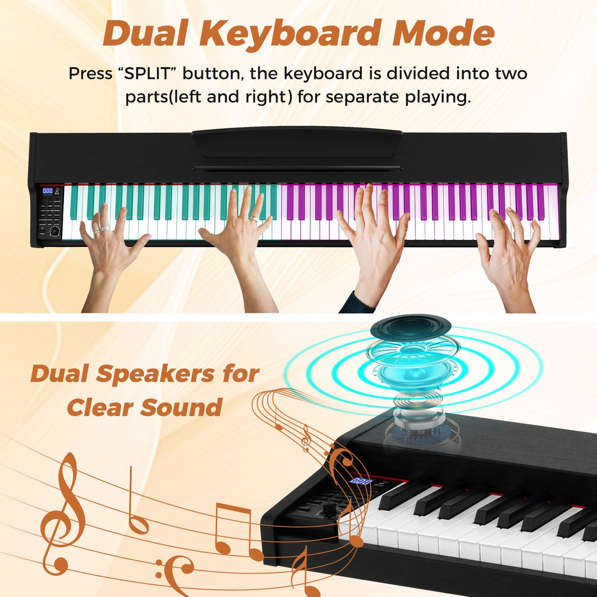 88-Key Keyboard Piano Set with Adjustable Stand-Black view 7