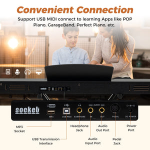 88-Key Keyboard Piano Set with Adjustable Stand-Black view 9