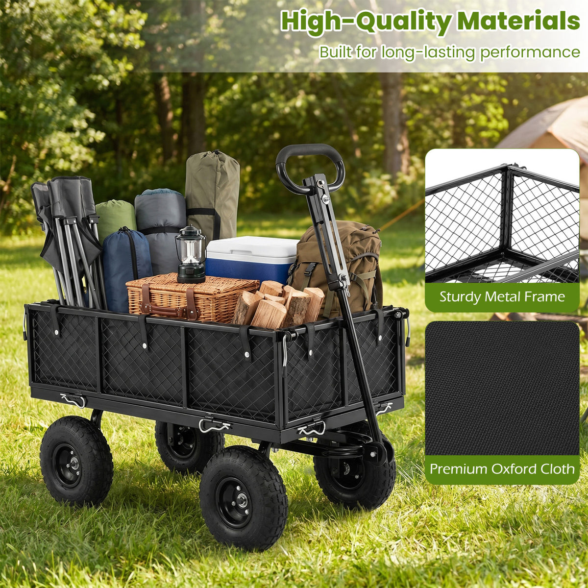 880 lbs Utility Wagon Flatbed with Removable Oxford Cloth Liner-Black view 8