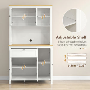 5-Door Kitchen Pantry Cabinet, Freestanding Storage Cabinet Cupboard with Adjustable Shelves, 71"