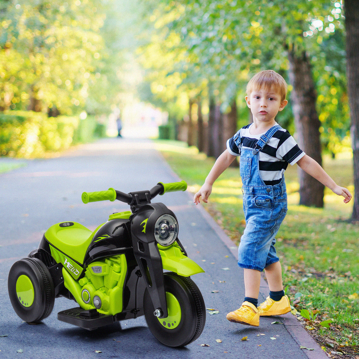 Qaba Electric Motorcycle for Kids, 6V Ride on Bubble Car with LED Headlight, Music, Pedal, for 2-5 Years