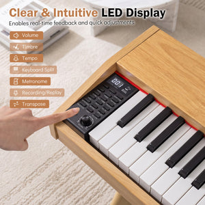 88-Key Semi-Weighted Digital Piano with 3 Pedal Unit and 80 Demos-Natural view 7