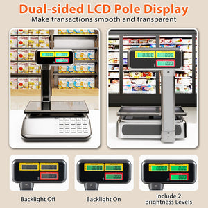 88lb Price Computing Scale with Pole Dual LCD Display Digital Commercial Food Scale view 5