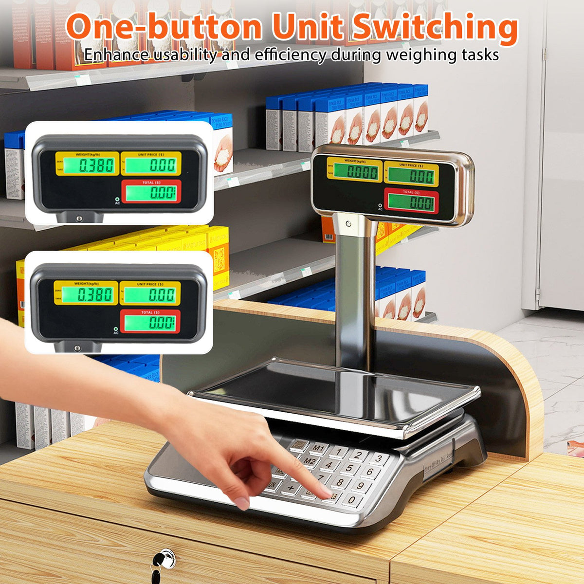 88lb Price Computing Scale with Pole Dual LCD Display Digital Commercial Food Scale view 7