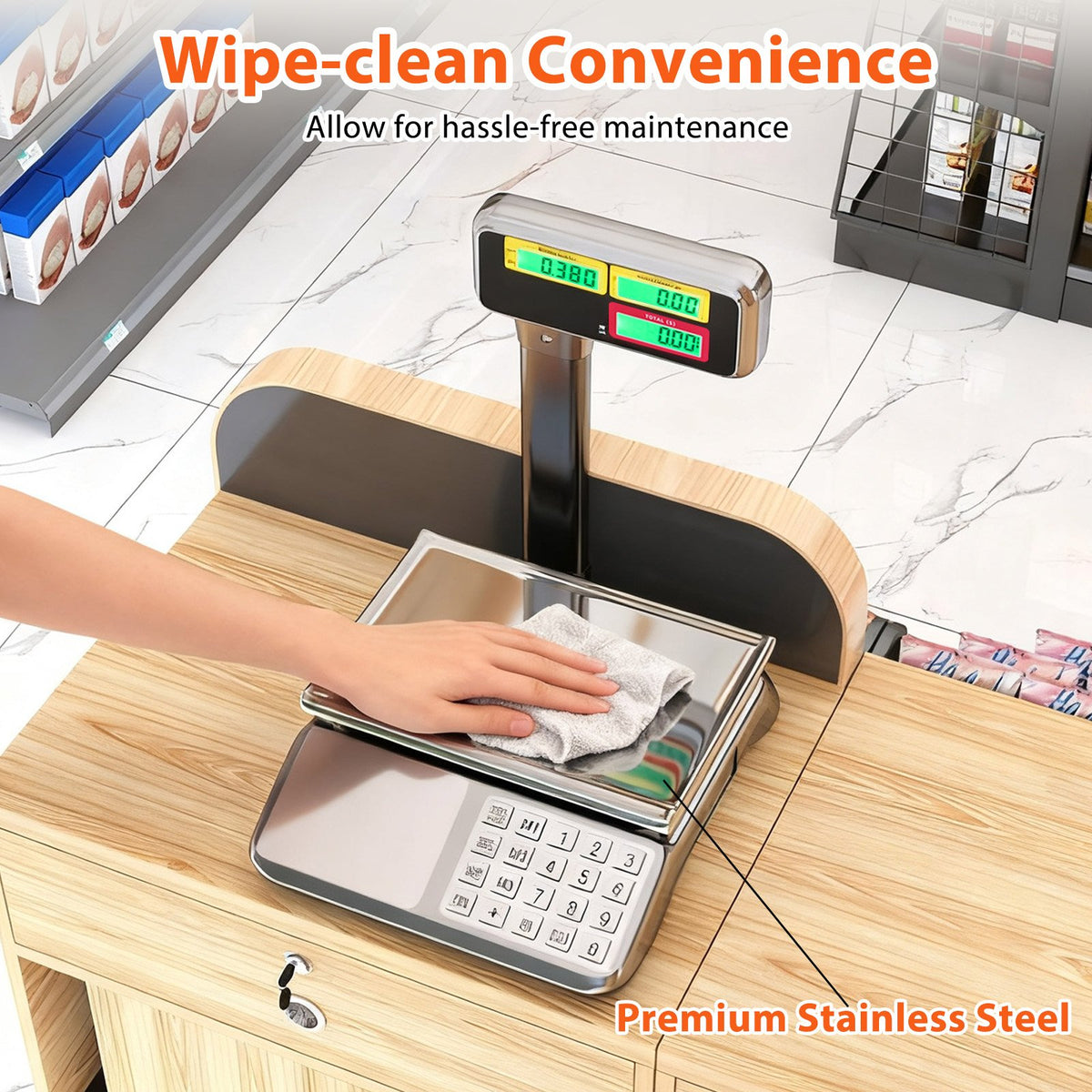 88lb Price Computing Scale with Pole Dual LCD Display Digital Commercial Food Scale view 9