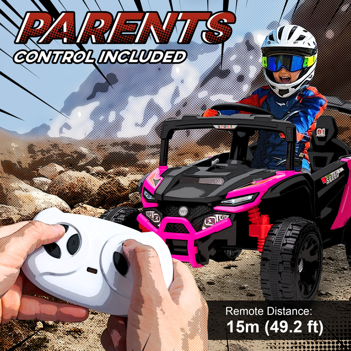 Qaba 12V Kids Ride On Truck with Dual Motors, Rear Suspension, Remote Control for 3-5 Years Boys Girls