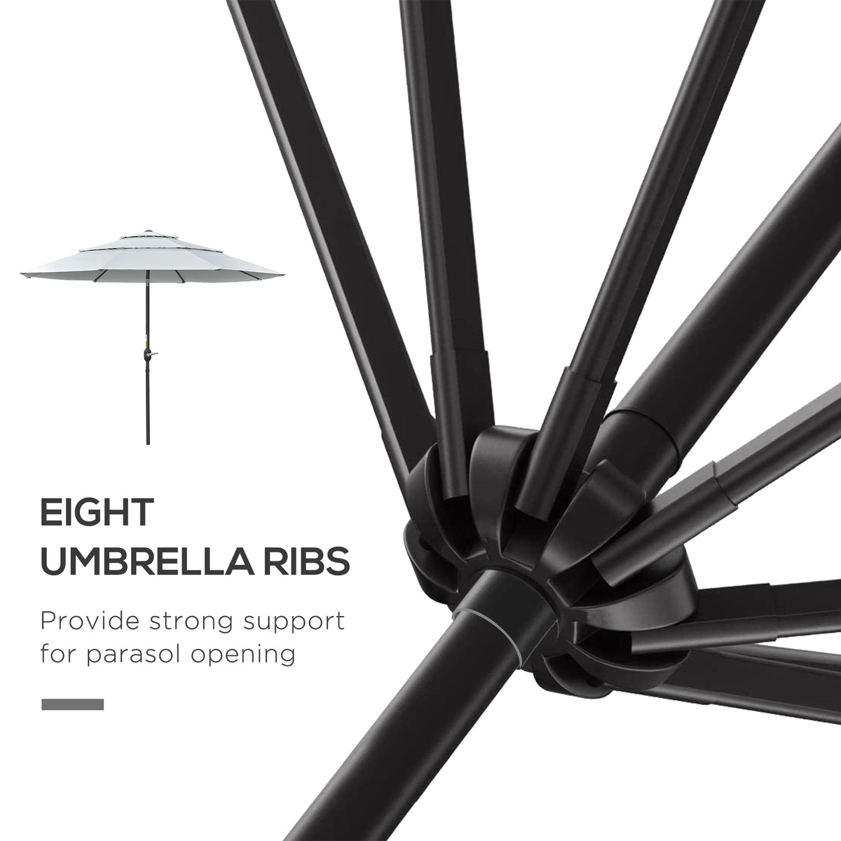9FT 3 Tiers Patio Umbrella Outdoor Market Umbrella with Crank, Push Button Tilt for Deck – view 6