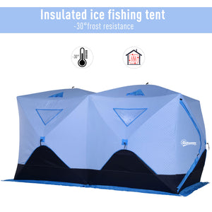 5-8 Person Insulated Ice Fishing Tent Shelter with Ventilation Windows and Carry Bag, for -22℉, Blue