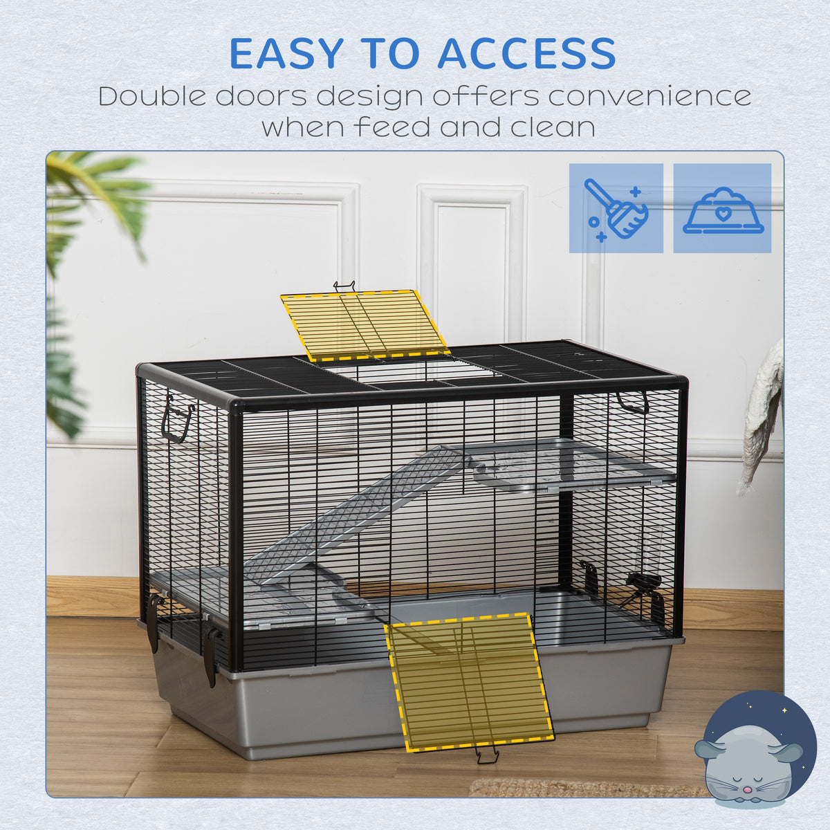 3-tier Hamster Cage, Guinea Pig Cage, Pet Chinchillas Play House Indoor with Accessories Food Dish Water – view 11