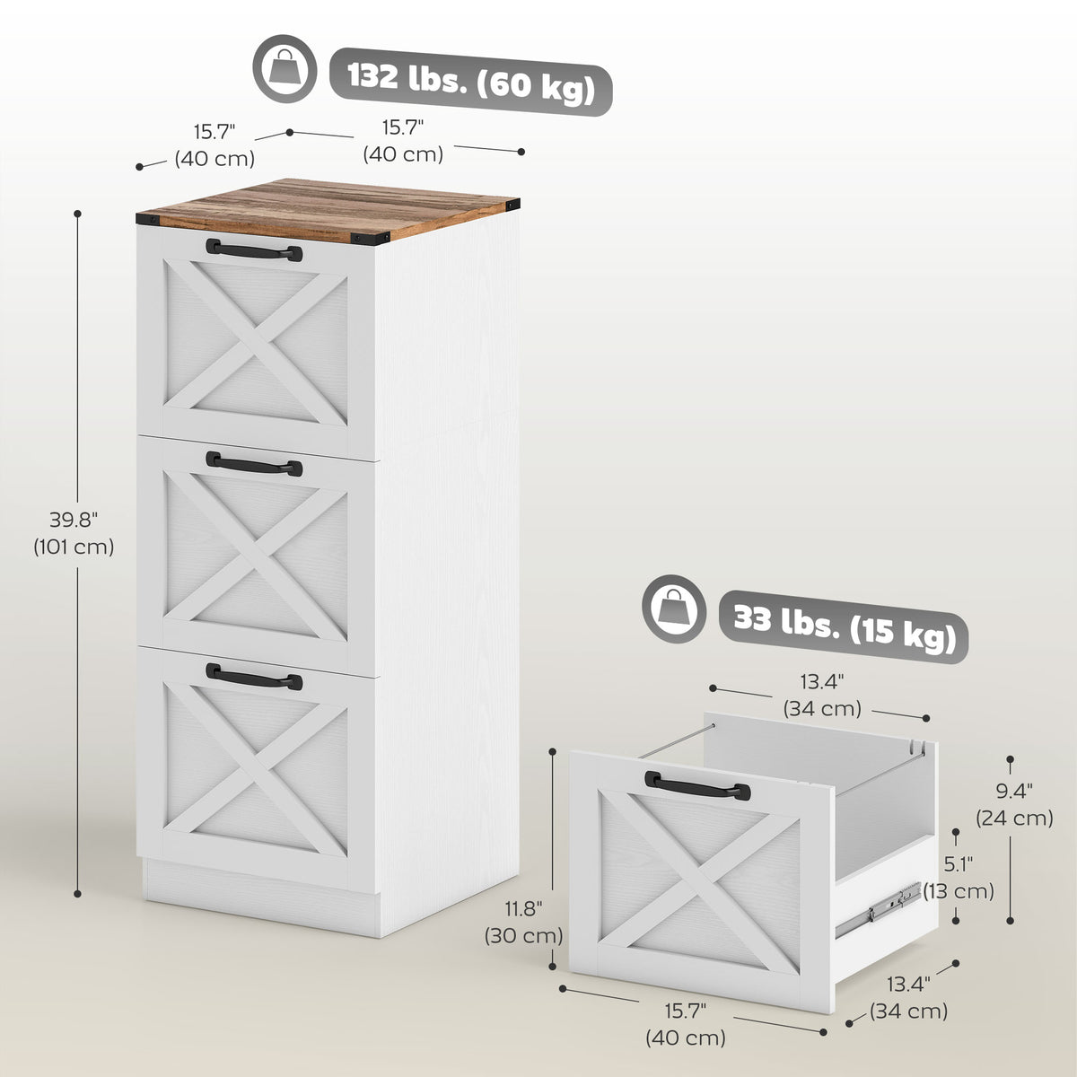 2 Drawer File Cabinet with Silent Slides, Vertical Farmhouse Filing Cabinet Fits Letter/A4 Size Home – view 23