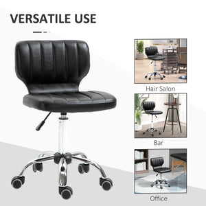 Height Adjustable Salon Stool, PU Leather Rolling Stool with Back, Wheels for Beauty, Spa, Tattoo, Home Office, Black