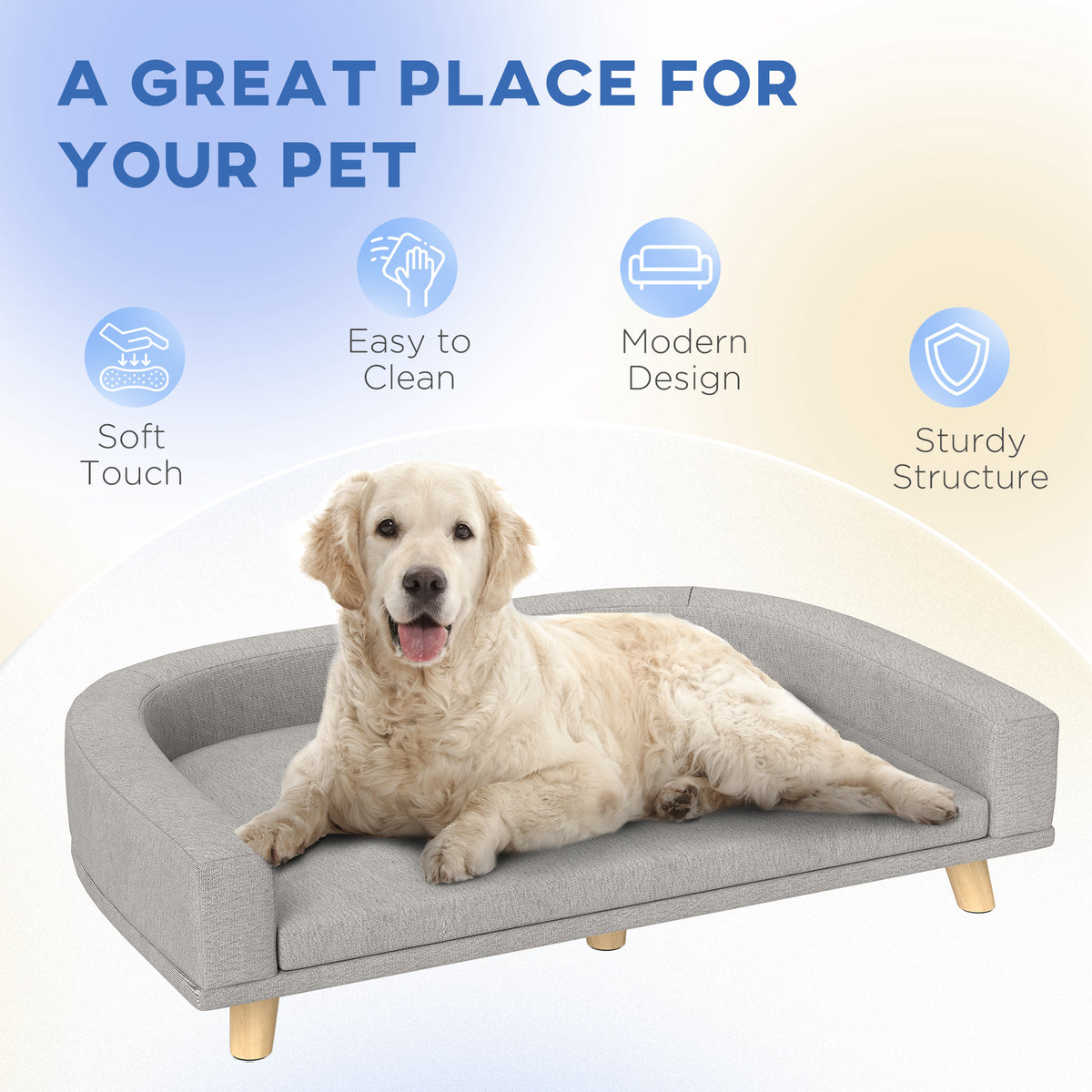 Dog Sofa for Large Dogs with Washable Cover, Anti-slip Foot Pads, Dark Grey – view 13