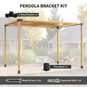 8PCS Pergola Kit, Pergola Brackets with 3-Way & 4-Way Corner Brackets for 4"x4" (Actual 3.6"x3.6") Lumber