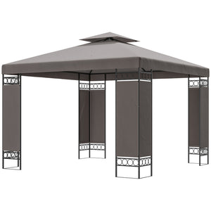 10 x 10 FT Canopy Gazebo, Double Roof Patio Gazebo with Screen Panels and Metal Frame for Deck, Backyard