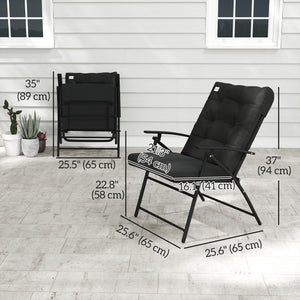 Set of 2 Outdoor Folding Chairs with Adjustable Backrest, Padded Camping Chairs for Outdoor Events, Grey – view 16