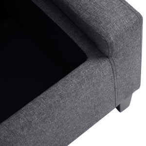 Storage Ottoman Bench, Linen Upholstered Bench with Tufted Design, Flipping Top, Dark Grey
