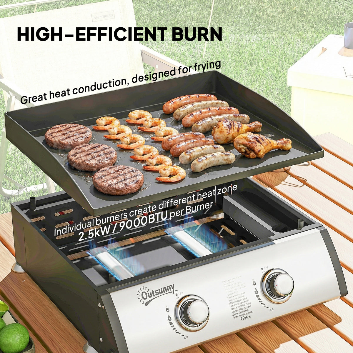 2 Burner Liquefied Gas Grill, Portable Tabletop BBQ Grill, for Camping, Picnic, Silver – view 17
