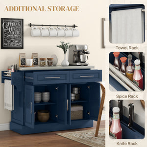 Stainless Steel Kitchen Island with Storage and Stainless Steel Top, Kitchen Trolley with Drawers – view 34